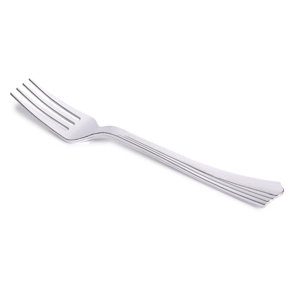 Smarty Had A Party Shiny Metallic Groove Silver Plastic Forks (600 Forks), 600PK 7955SGR-CASE - main